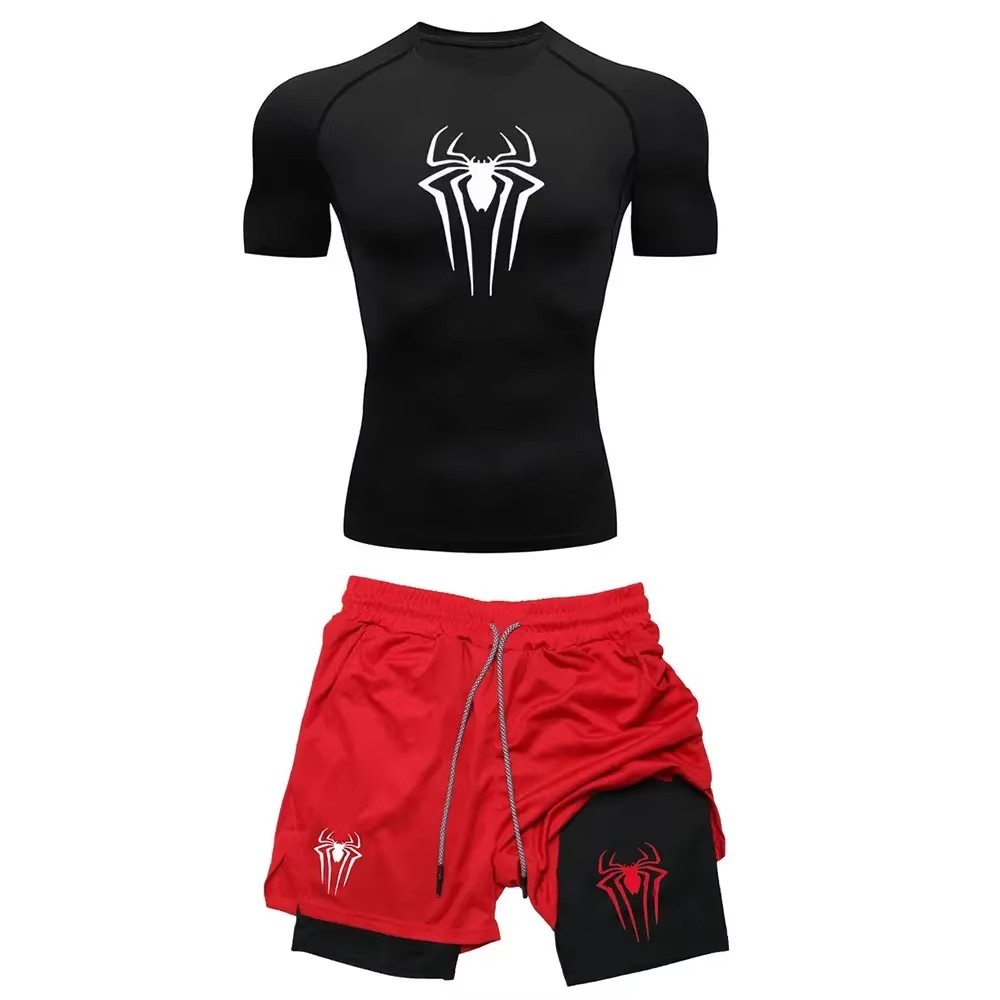 Mens Compression Set Gym Shirt Running Shorts Quick Dry Sportswear gallery