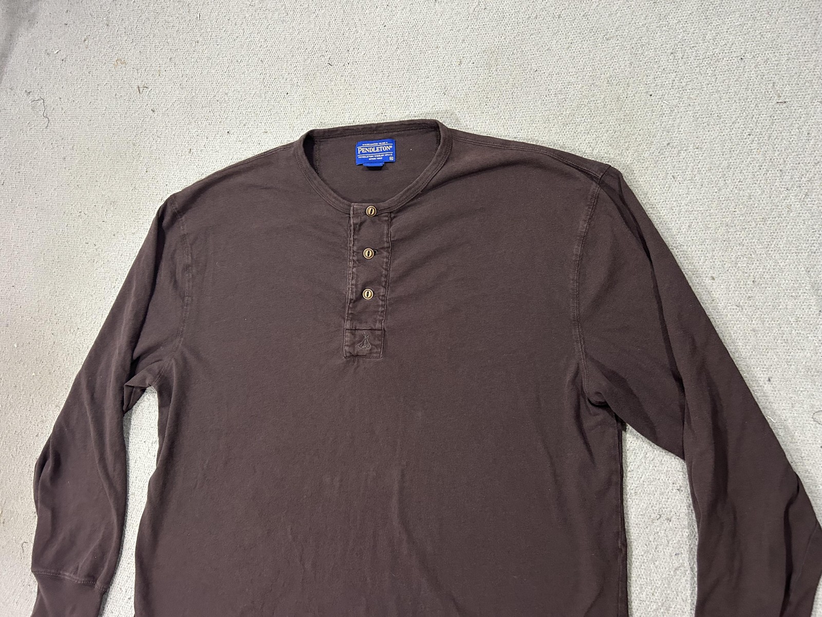 Pendleton Shirt Mens XL Brown Long Sleeve Henley Cotton Linen Tee Base layer gallery