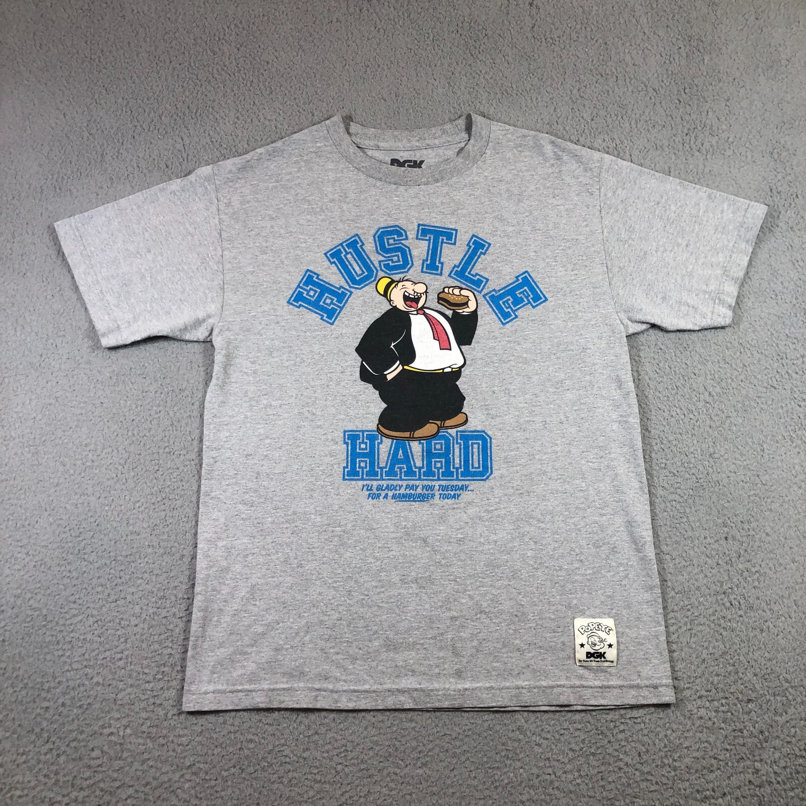 DGK x POPEYE T Shirt Mens M Gray Hustle Hard