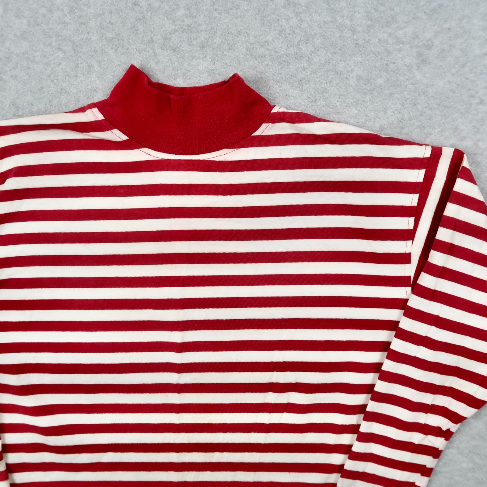 Vintage 90s Calvin Klein Sport Striped T Shirt Size S Small Red Mock Neck USA gallery