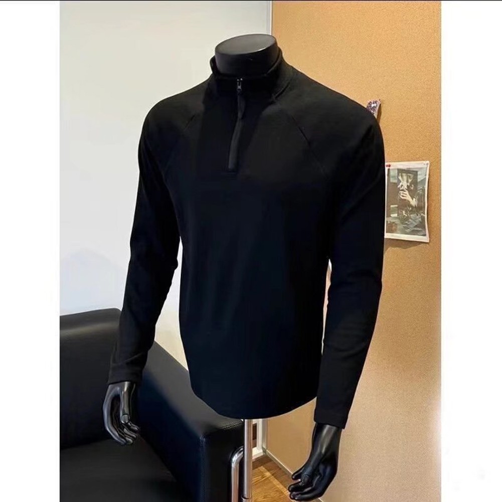 Sporty Half Zip Long Sleeve T Shirt Stand Collar for Running Casual Spring Wear gallery