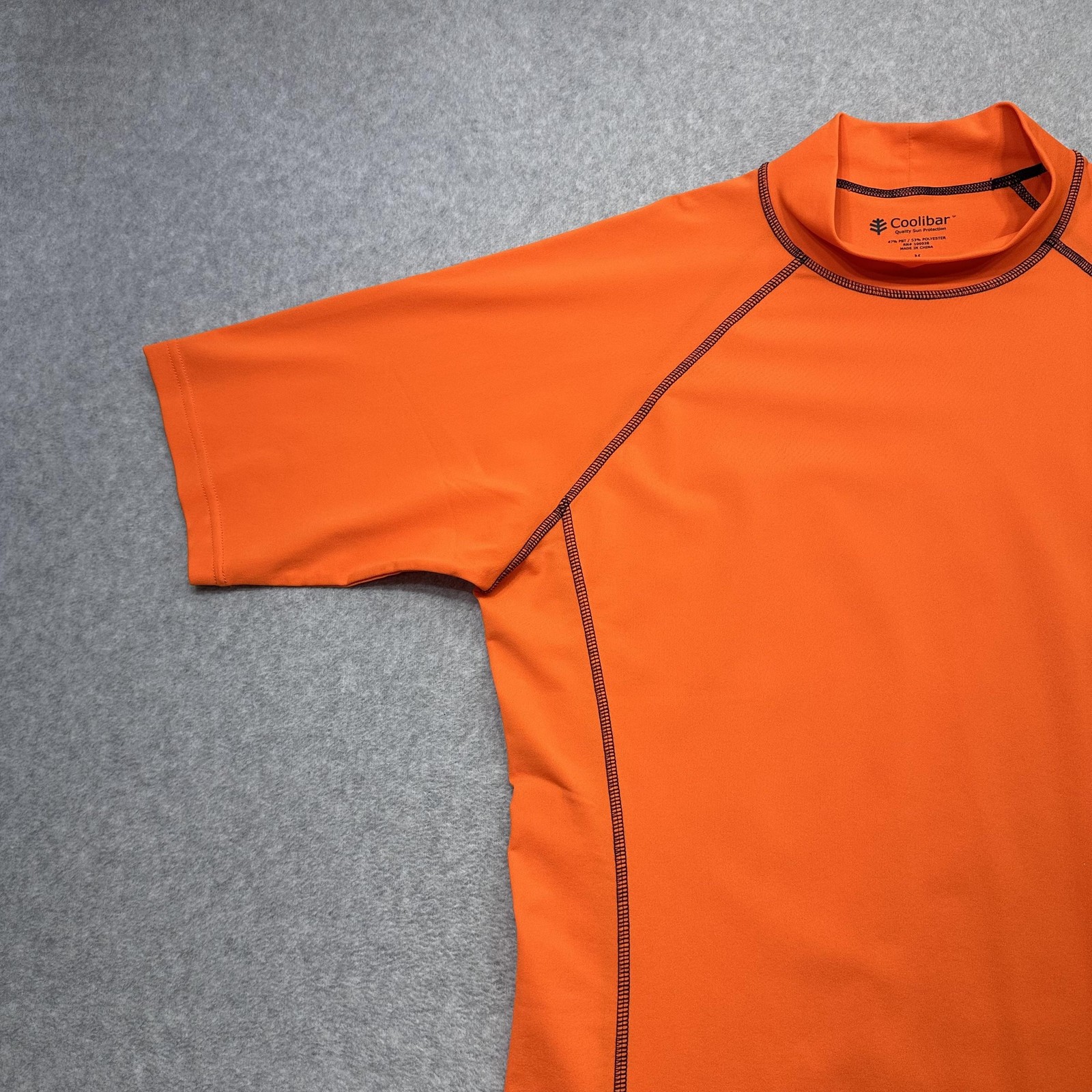Coolibar Shirt Mens Medium Orange UPF 50+ Swim Rash Guard Mock Neck Short Sleeve gallery
