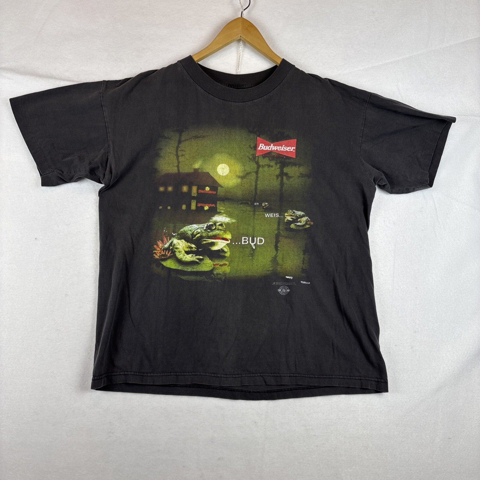 Vintage 1996 Budweiser T-Shirt Bud Weis Er Frogs Lilly Pads Sz LARGE gallery