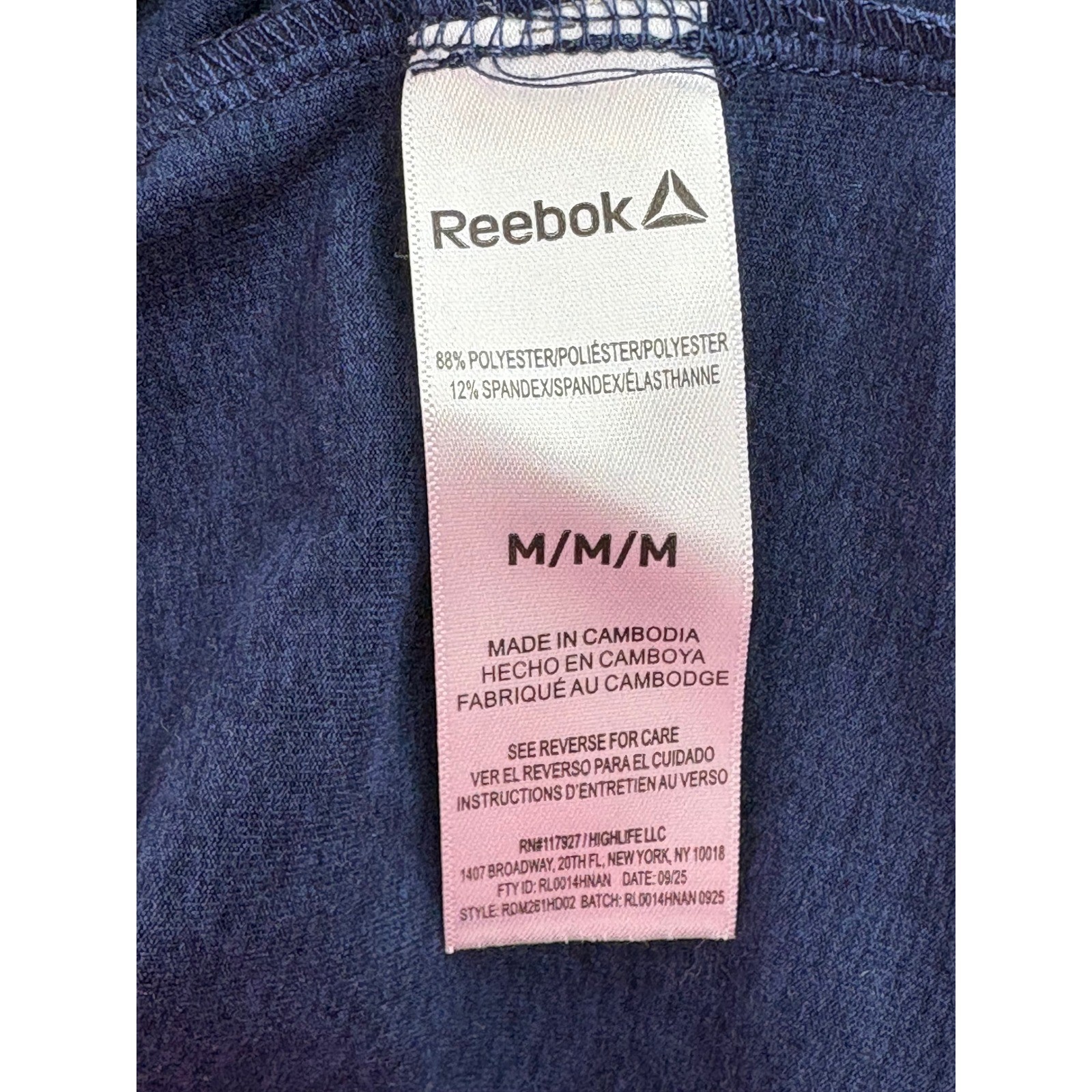Reebok Hoodie T-Shirt Navy Blue Long Sleeve Performance Stretch XL gallery