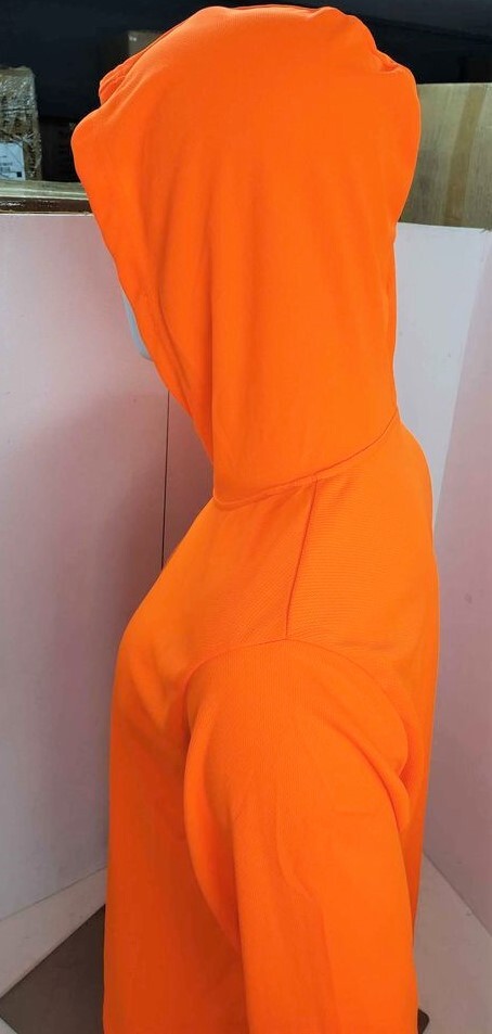 Orange Long Sleeve Safety Shirt With Hoodie, Polyester Birdeye mesh fabric gallery