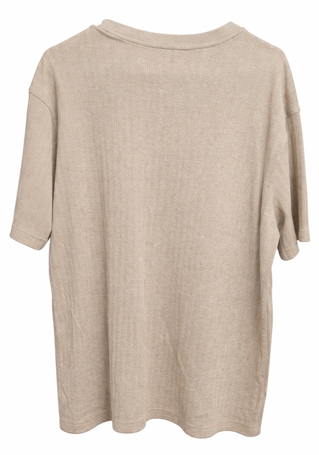 Covington Mens XL Tan Vertical Textured Knit Top Short Sleeve Crew Neck Cotton gallery