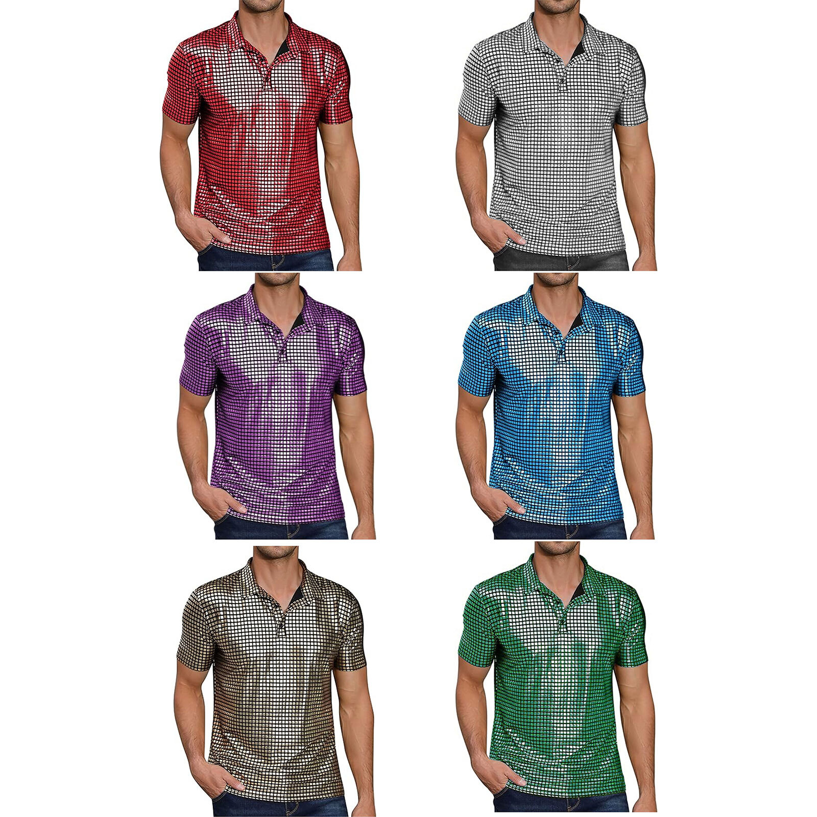 Mens Shirt Party Blouse Button Tops T-shirt Costume Stage Performance Festival gallery