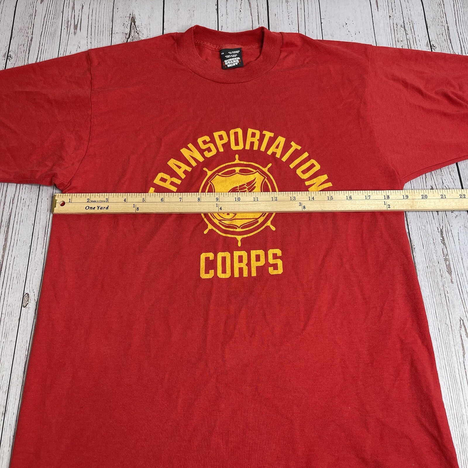 Vintage US Army Transportation Corps Military Shirt Single Stitch Mens Small gallery