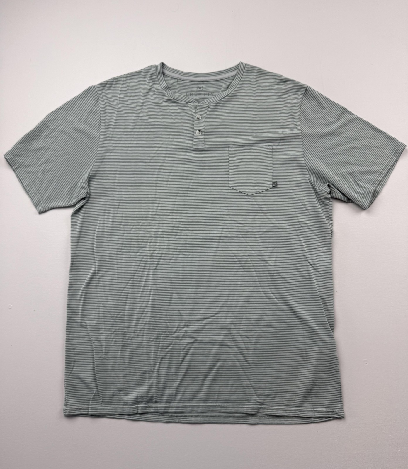 Free Fly Shirt Mens XL Gray Striped Bamboo Henley Pocket Tee Lightweight gallery