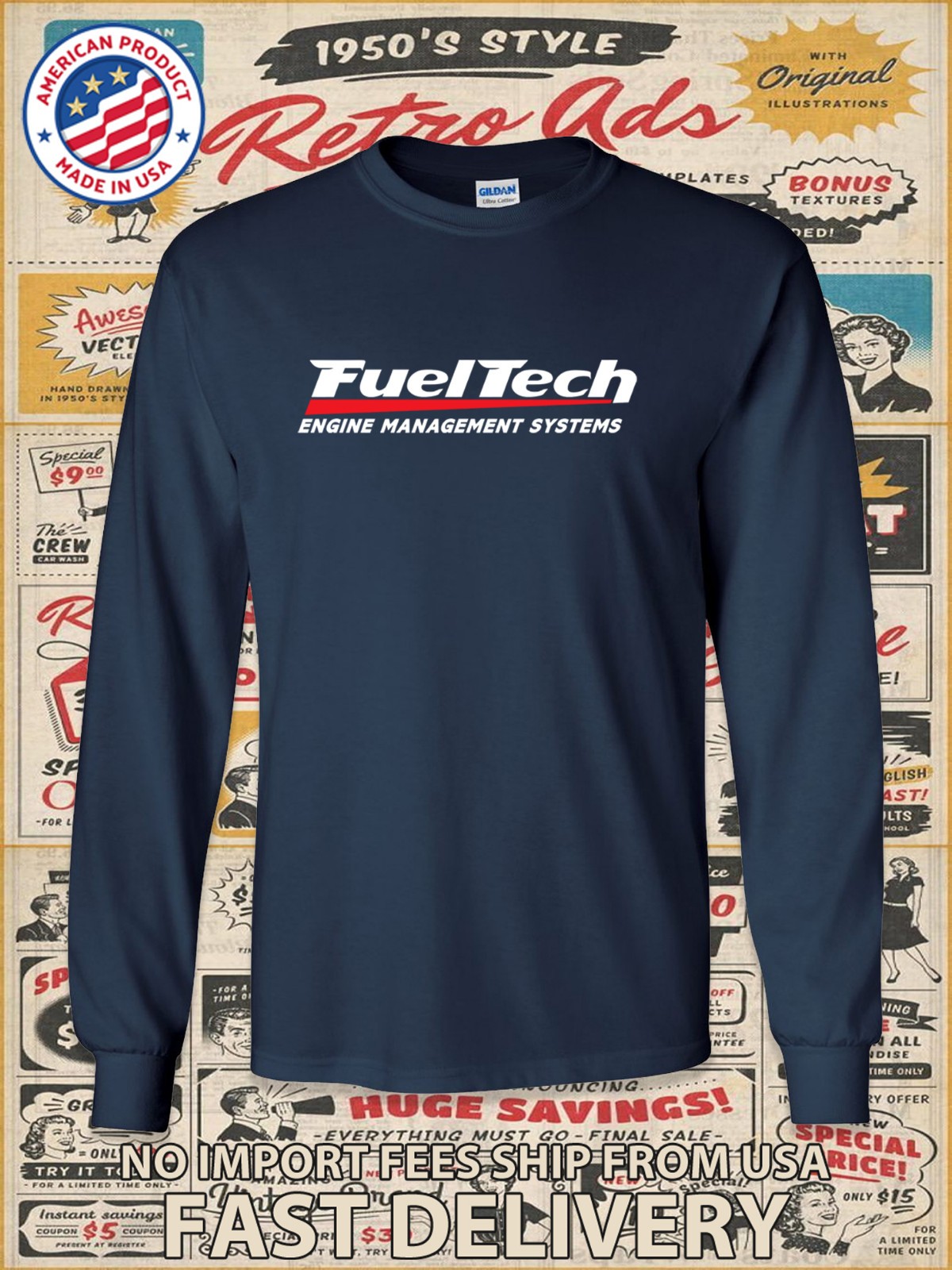 New FuelTech Engine Management Logo Men's Long Slevee T-Shirt American T-Shirt gallery