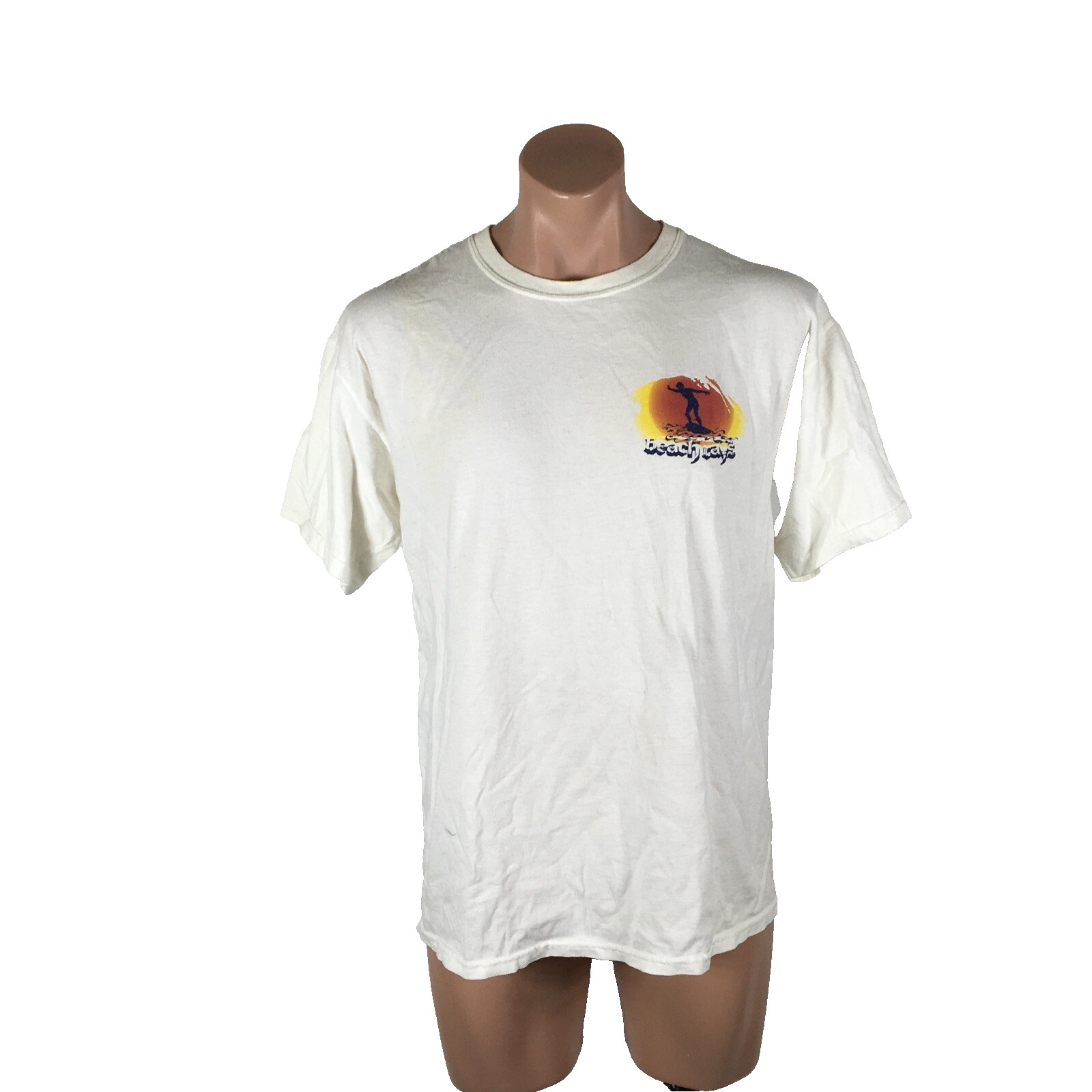 Beach Rays Floral Surfer Beach USA White Vintage 90s T-shirt Large Neon Hawaii gallery