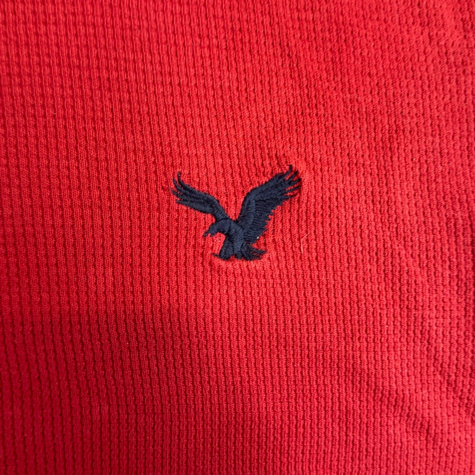 American Eagle Thermal Shirt Mens Medium Red Waffle Knit Long Sleeve Vintage Fit gallery