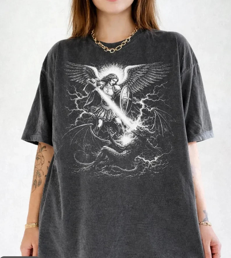 St Michael Archangel T-Shirt,Christian Gift Idea,Faith Based Clothing,St Michael gallery
