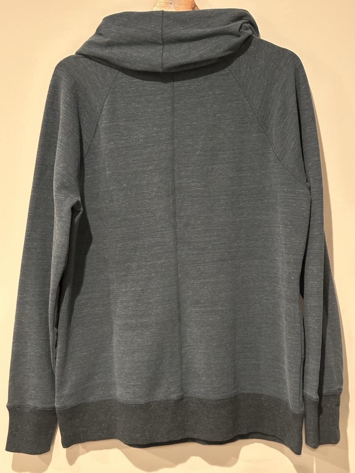 L.L.Bean Women’s Large Cowl Neck Pullover Sweatshirt Blue Gray Kangaroo Pocket gallery