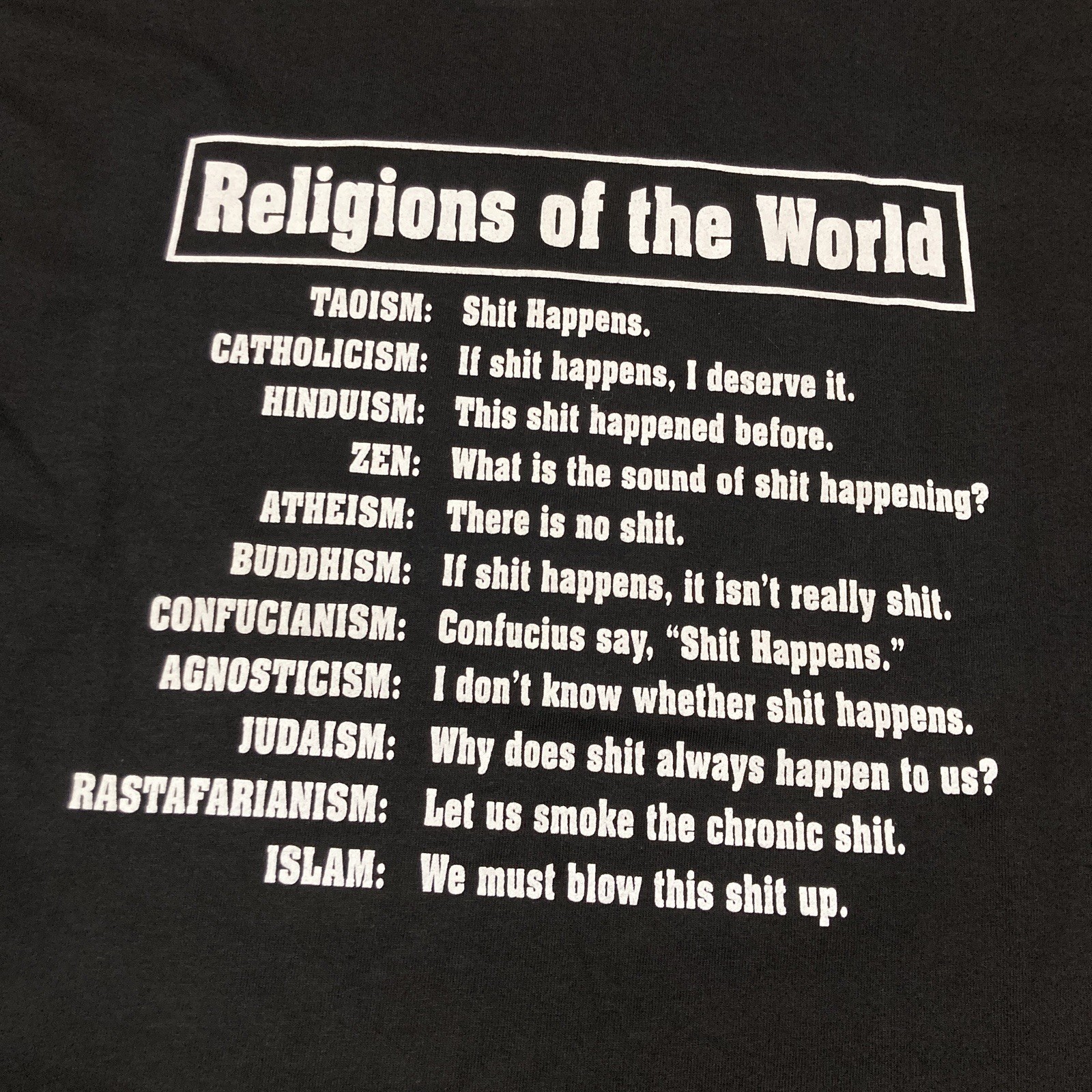 Religions Of The World Shirt M 90s 00s Y2k Blow Up Parody Crude Humor Funny Tee gallery