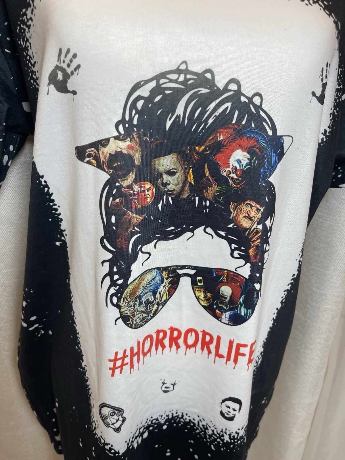 Horror Life Black And White Splash T Shirt Polyester Horror Movie Characters gallery