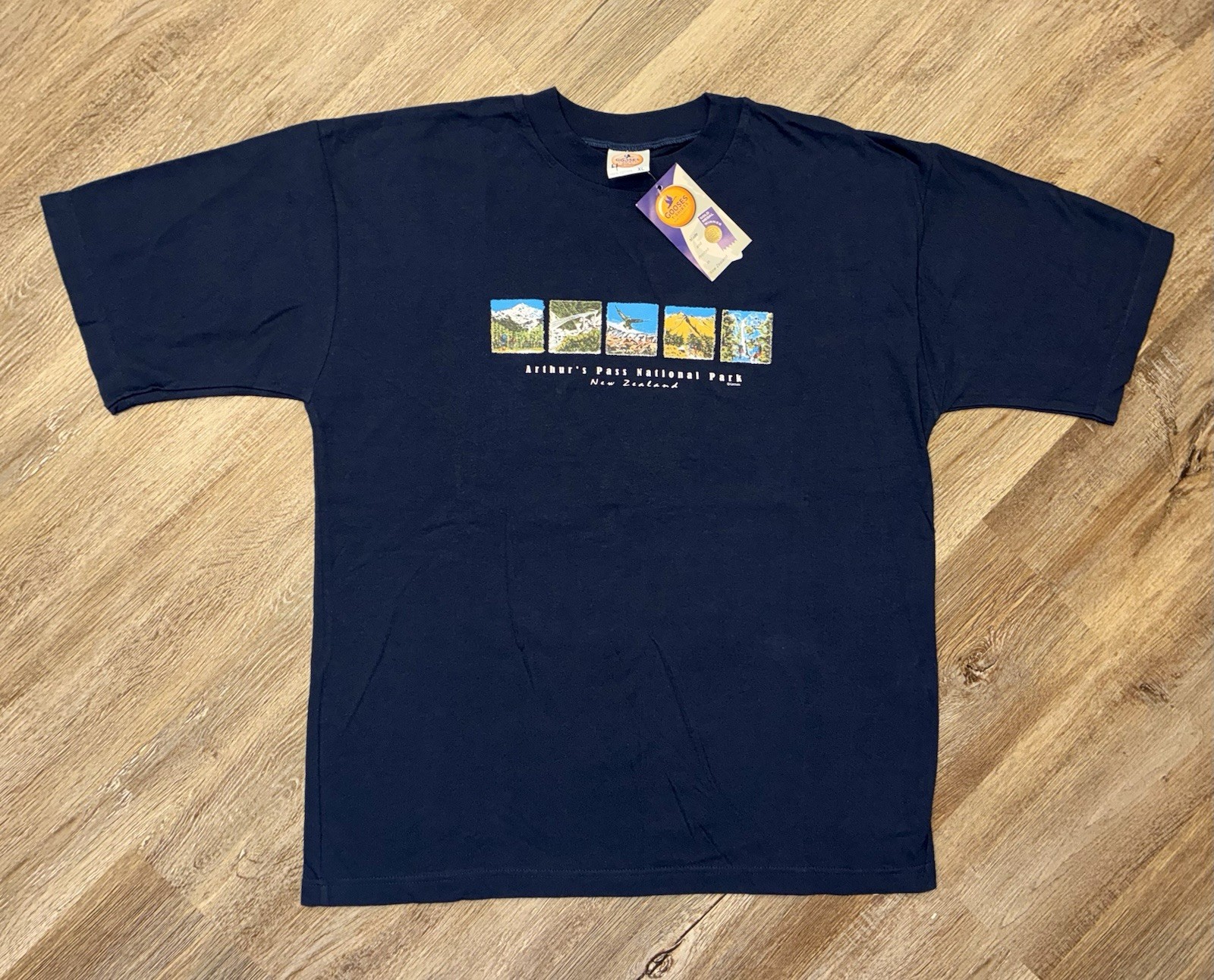 NWT Vintage Y2K Gooses Arthur’s Pass New Zealand T Shirt XL Made NZ