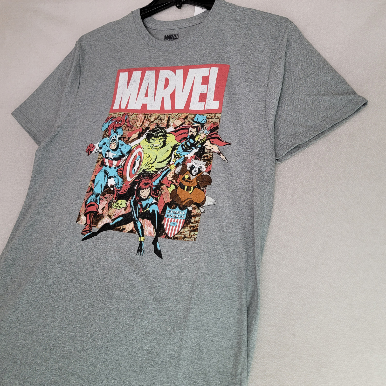 MARVEL COMICS Shirt Mens XL GRAY Golden Age Avengers HULK CPT AMERICA Rocket NWT gallery