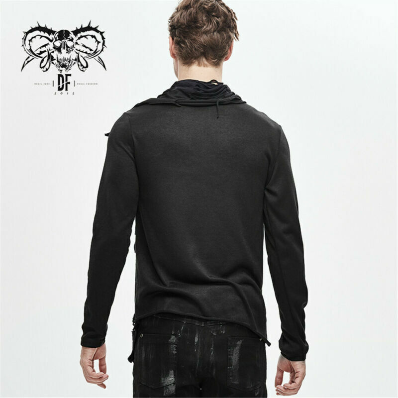 Men's Gothic Asymmetry Top Punk Rock Stage Performance Splicing Long Sleeve Tees gallery