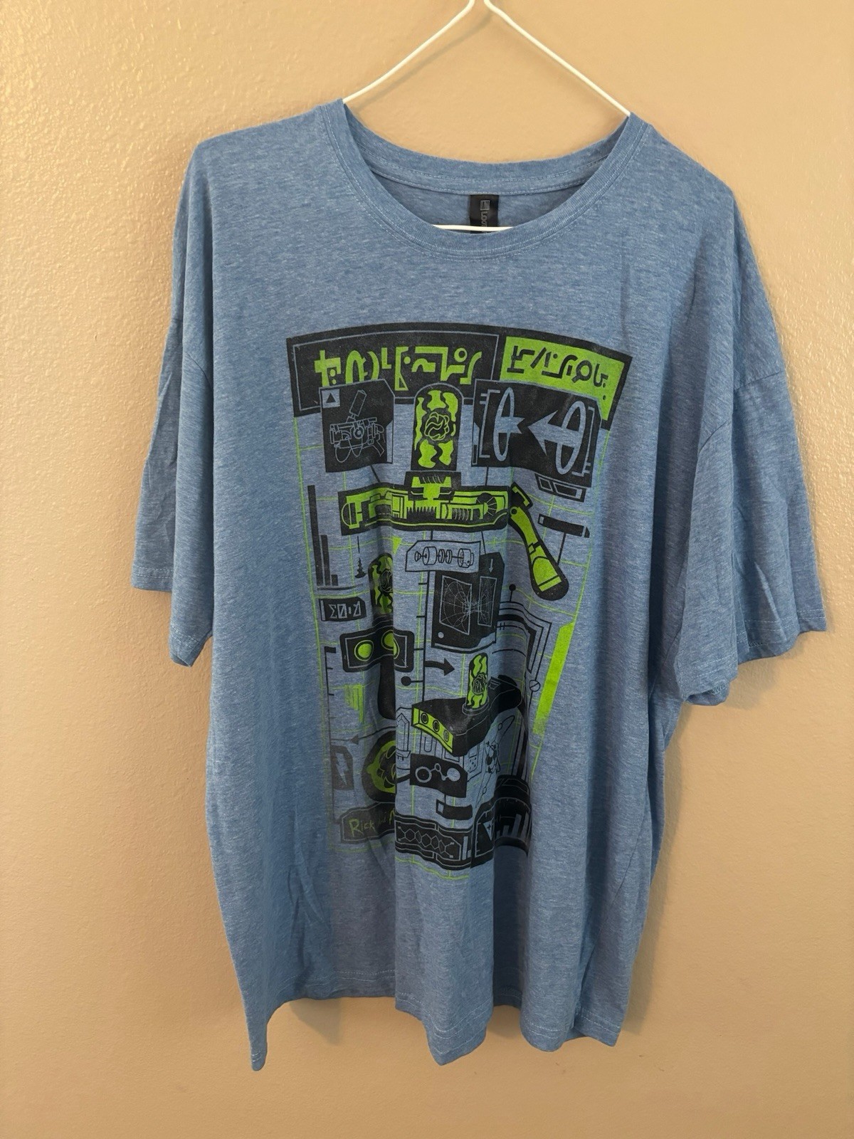 Mens XL RICK AND MORTY SCHEMATICS T-SHIRT Portal Gun Blue Neon Green Loot Crate gallery