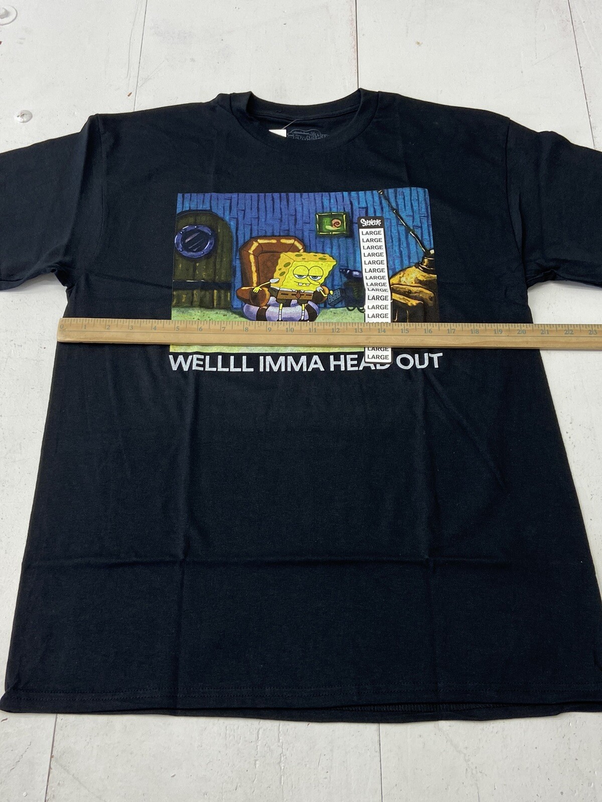 Spongebob Square Pants Black Short Sleeve T-Shirt Adult Size L NEW Spencer’s gallery