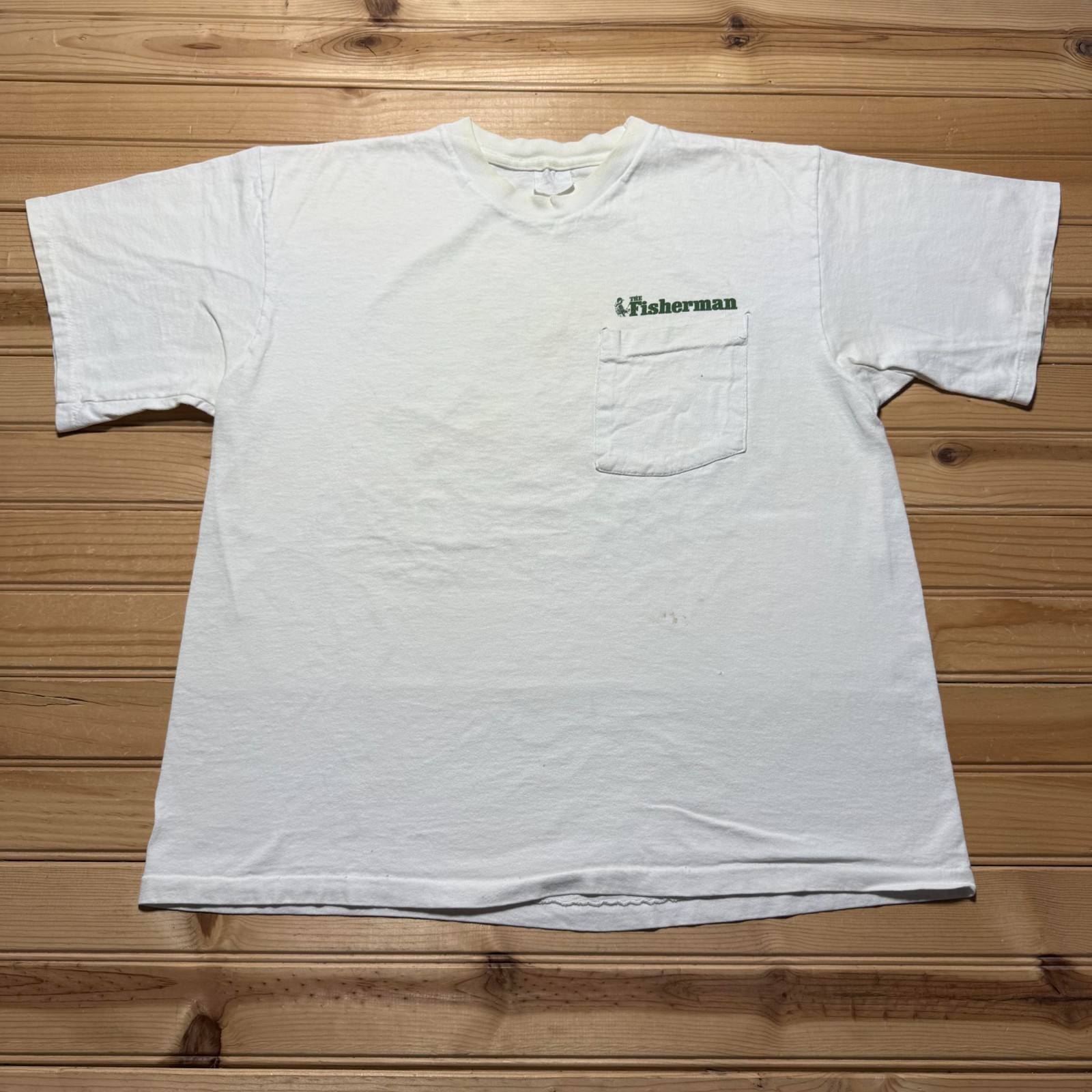 Vintage 1993 The Fisherman Bottom Fishing Fever Pocket Graphic T-Shirt - Large gallery
