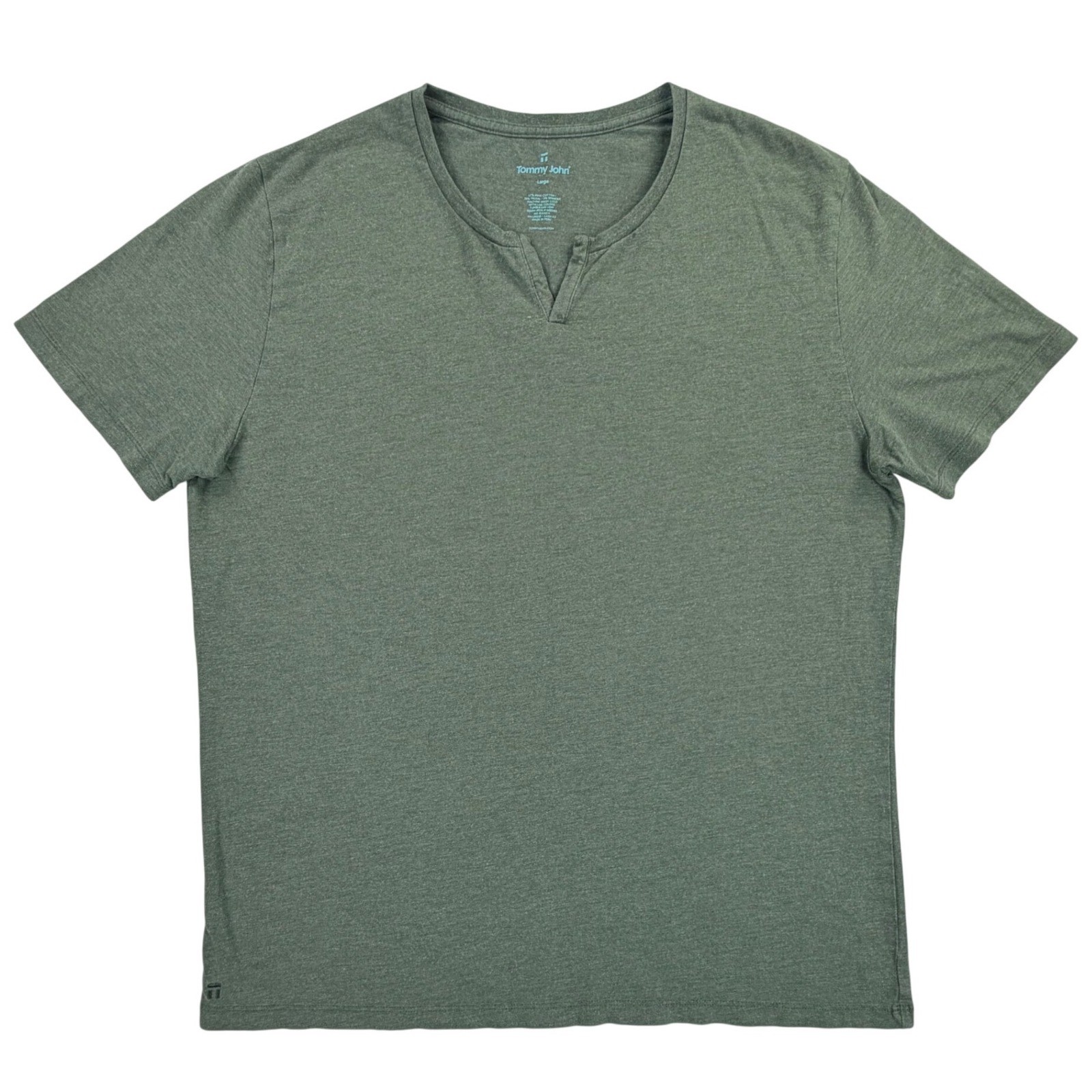Tommy John Henley Lounge Shirt Men Large Green Pima Cotton Stretch V Split Neck gallery