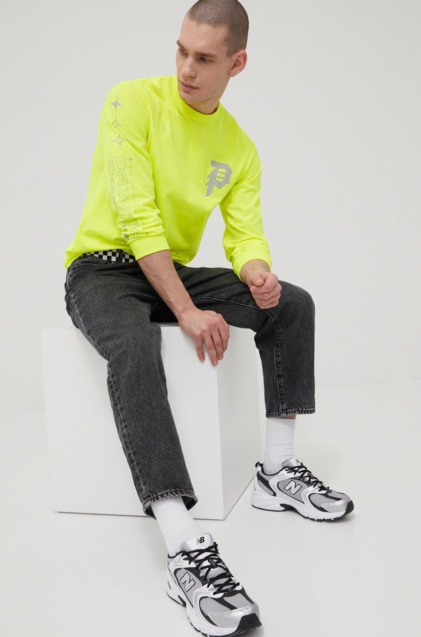 NWT Men's Primitive Skateboarding Dirty P Hi-Vis Green Long Sleeve Shirt Size L gallery