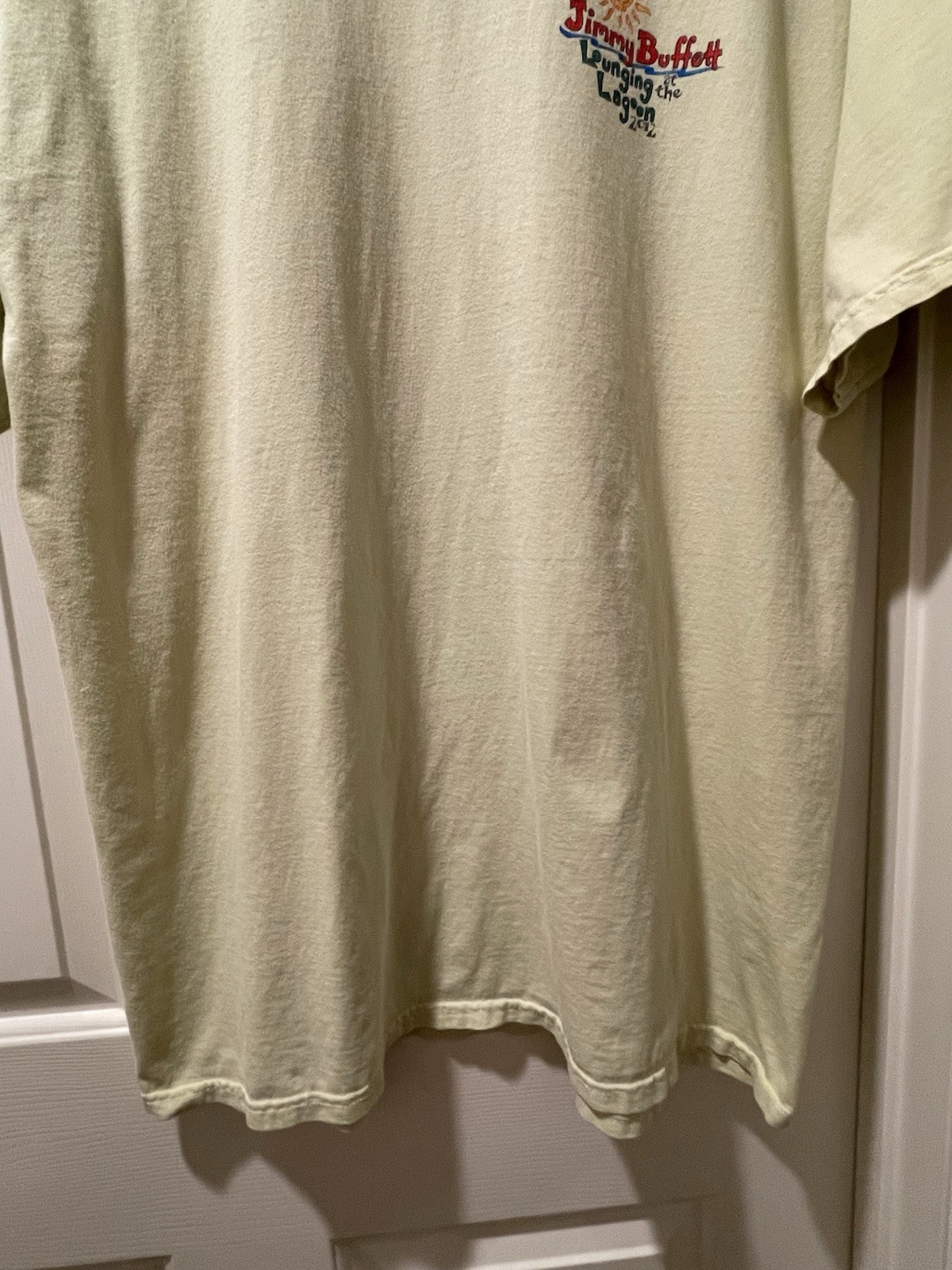 Jimmy Buffett Coral Reefer Band Lounging Lagoon 2012 Pale Yellow Shirt Mens XL gallery