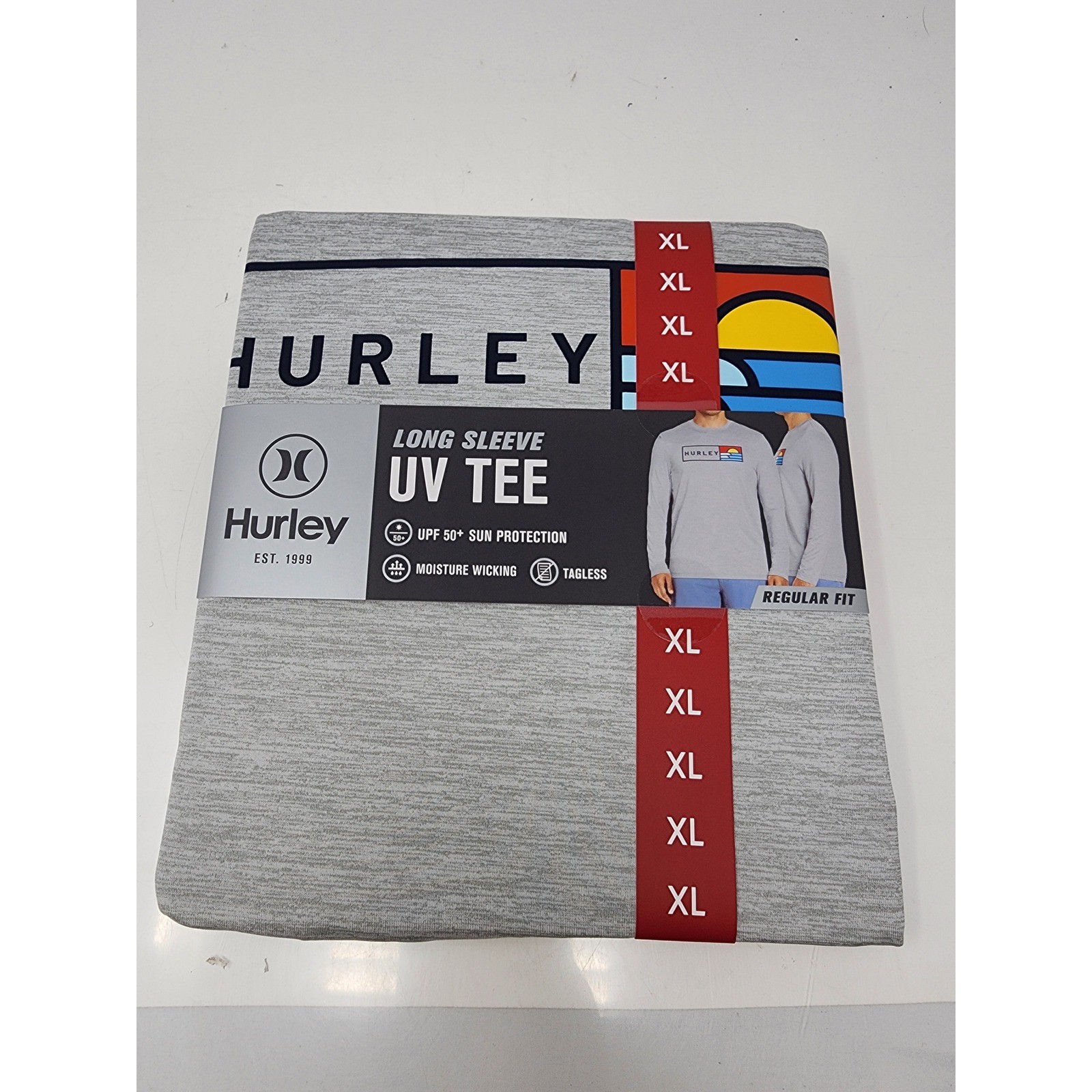 Hurley Mens Long Sleeve UV Tee Shirt Gray Poly Blend Athletic Workout Size XL gallery