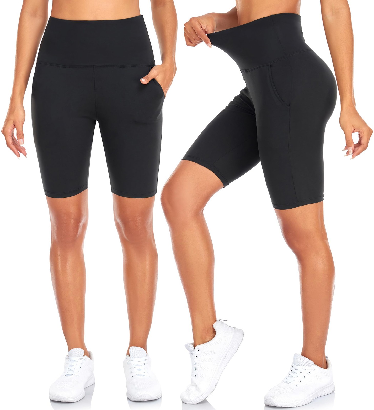 4 Pack Biker Shorts for Women – 8" High Waist Tummy Control Workout Yoga Runn... gallery