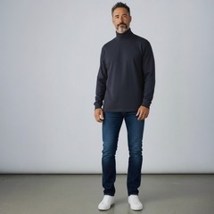 Mens L.L.Bean Navy Cotton Turtleneck XXl