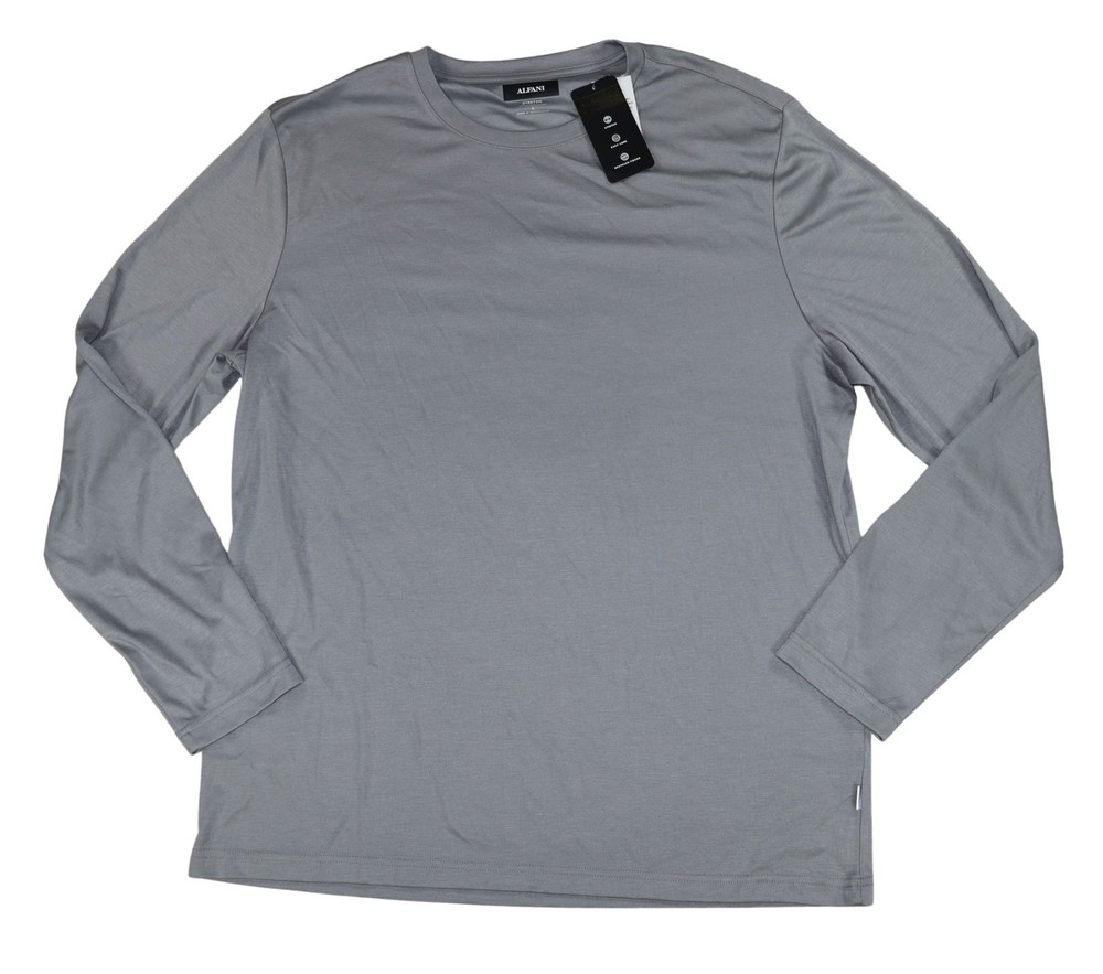 Alfani AlfaTech Solid Color Stretch Crew Neck Long Sleeve Men’s T-Shirt NWT Grey