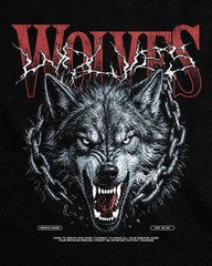 Graphic Tee Men’s Streetwear Wolf Illustration Print Oversized Casual Shirt