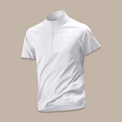 Men’s Breathable Polyester Spandex Half-Zip Stand Collar Tee Casual Sport Top