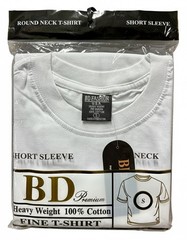 BD FASHION: ROUND NECK 100% COTTON PRESHRUNK ADULT WHITE TEES SIZE S-6XL