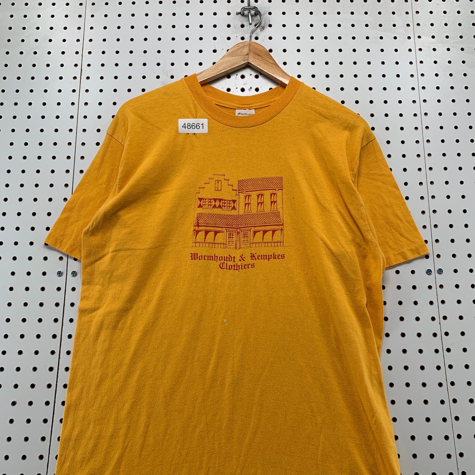 Vintage Stedman T Shirt Men XL Gold 80s Wormhoudt & Kempkes Clothiers Pella Iowa gallery