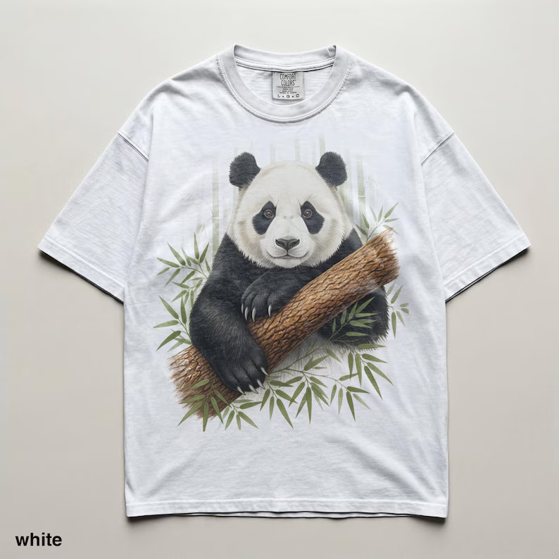 Retro Bamboo Panda Comfort Tee Asian Style Graphic Shirt Men Women gallery