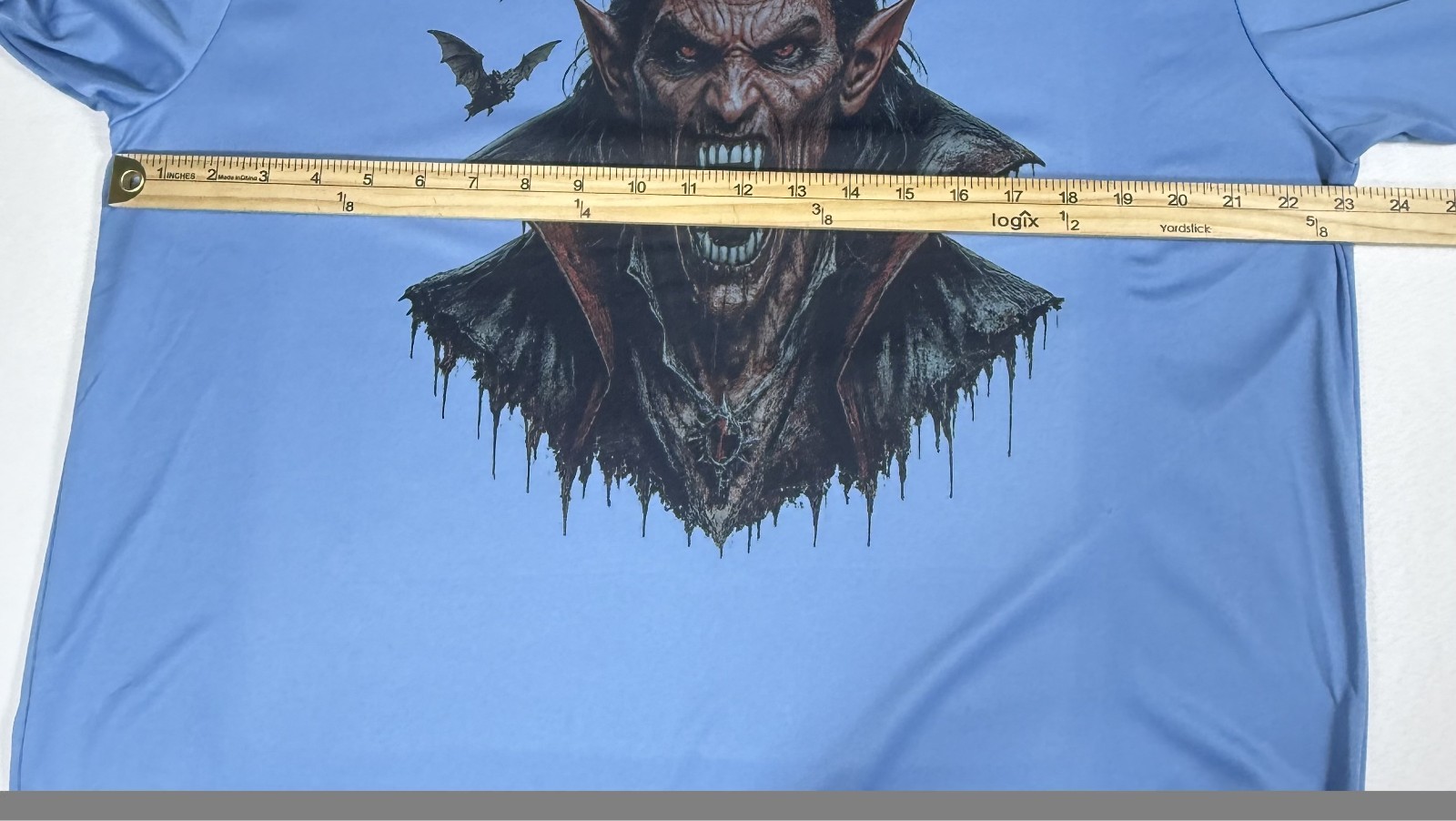 Handmade Horror Vampire Graphic T-Shirt Blue XL Gothic Tee gallery