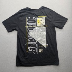 Smiley World Mens Size Large Black Short Sleeve Graphic T-Shirt