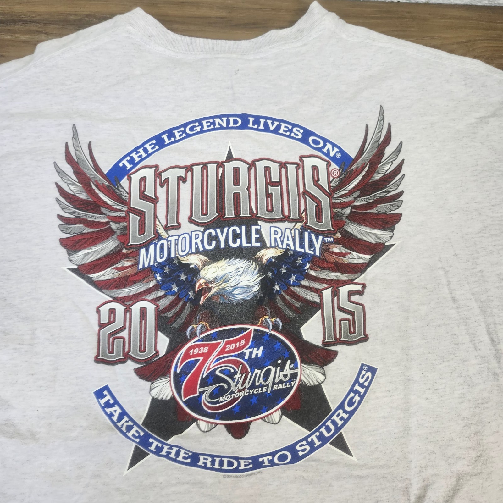 2015 Sturgis Motorcycle Rally Bike Week Graphic T Shirt Gray 2XL 75th Annual