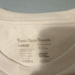 Fresh Clean Threads Men’s White Long Sleeve Crew Neck T-Shirt, Size L