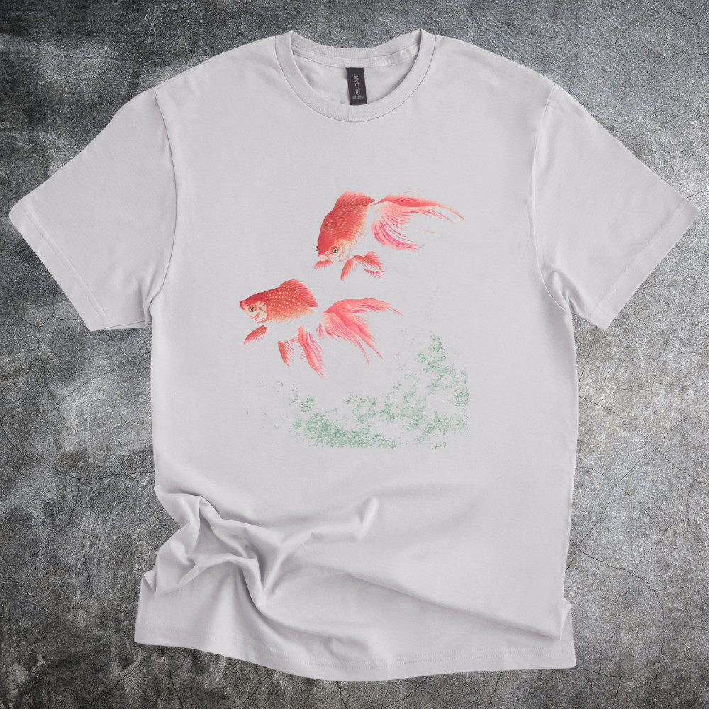 Goldfish Watercolor Tshirt Aquatic Art Shirt Koi Inspired Gray Tee gallery