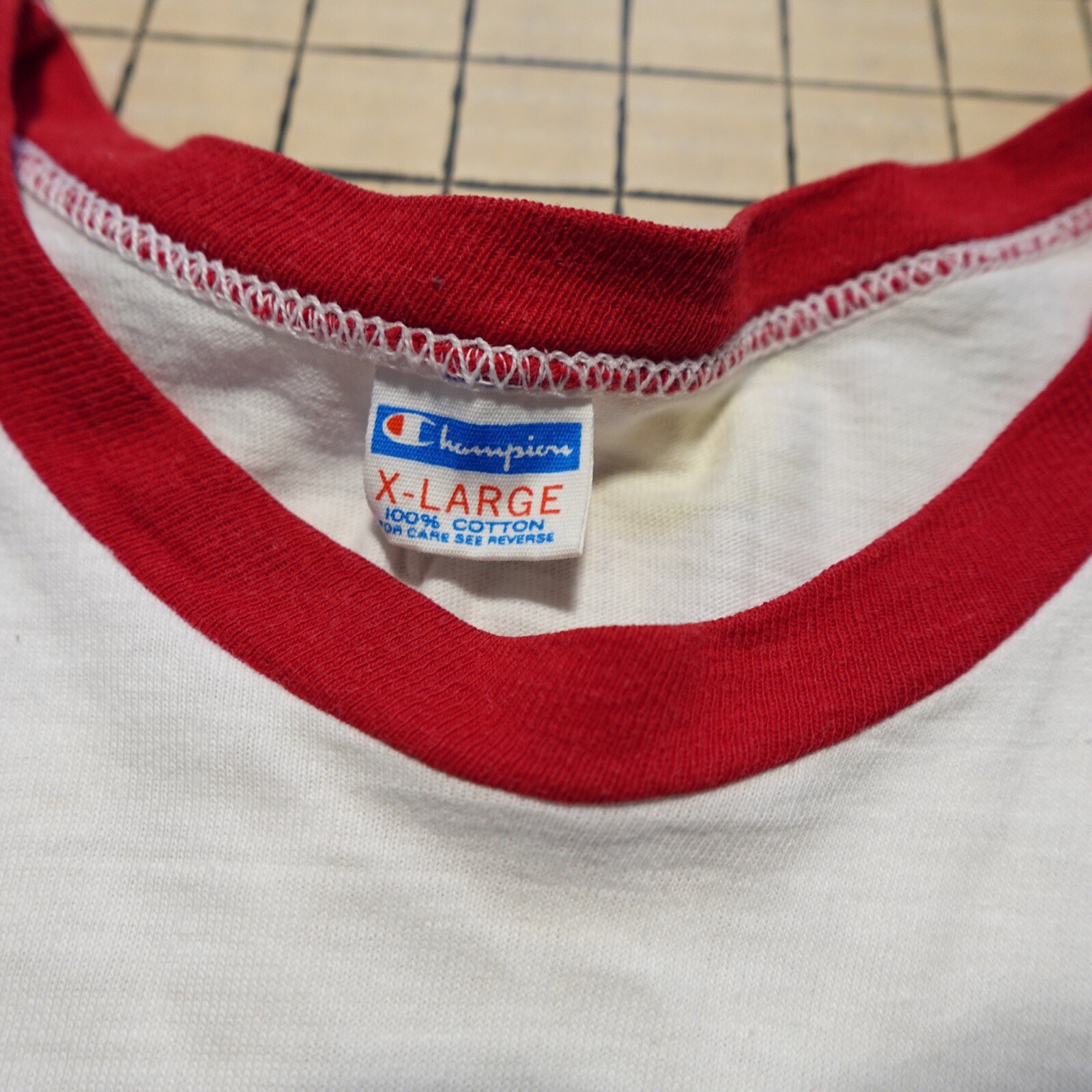Vintage 1970s Champion Blue Bar Ringer T Shirt sz Large Aquatic First Aid gallery