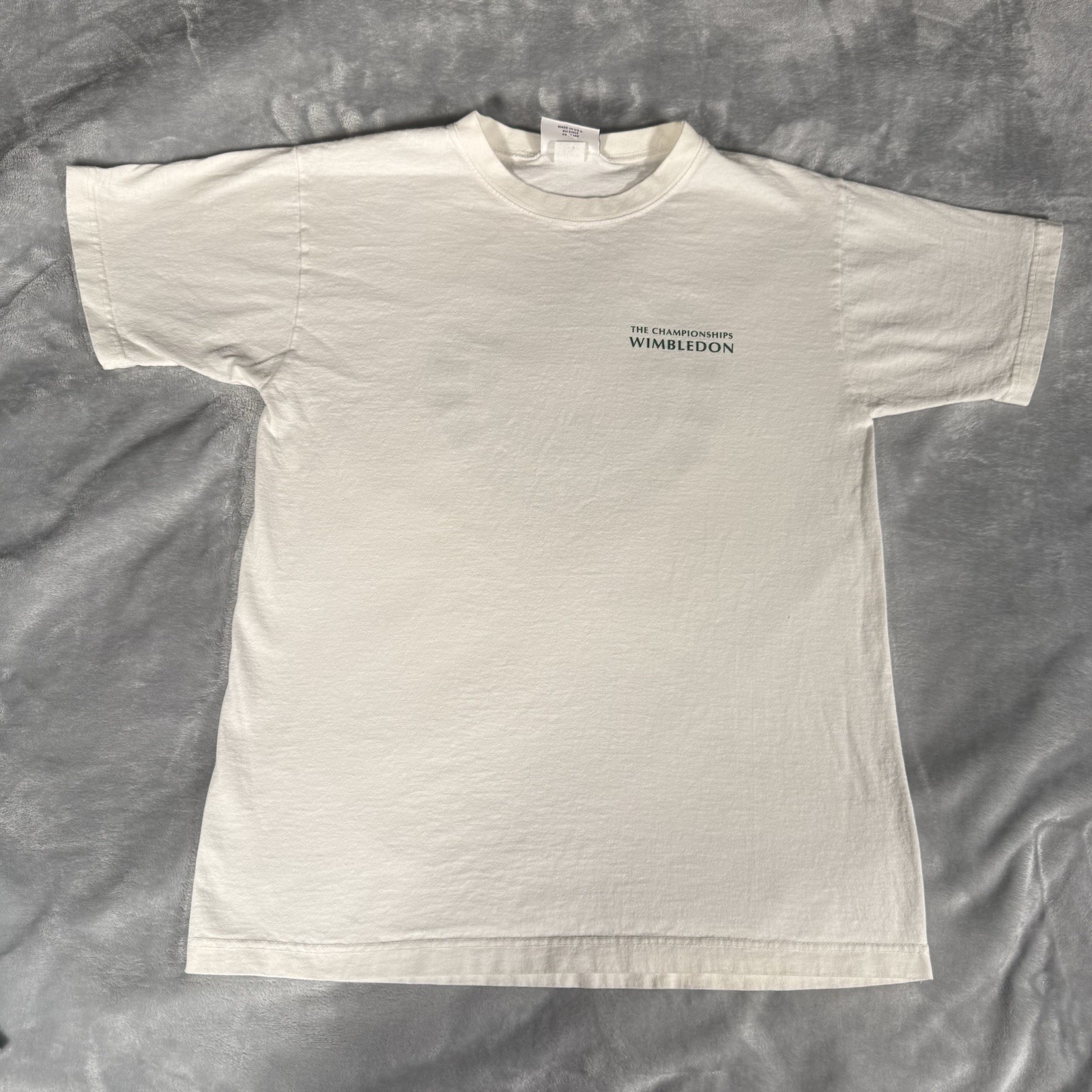 Vintage Wimbledon Tennis T Shirt Mens M Slim Fit Cropped Made In USA 90s gallery
