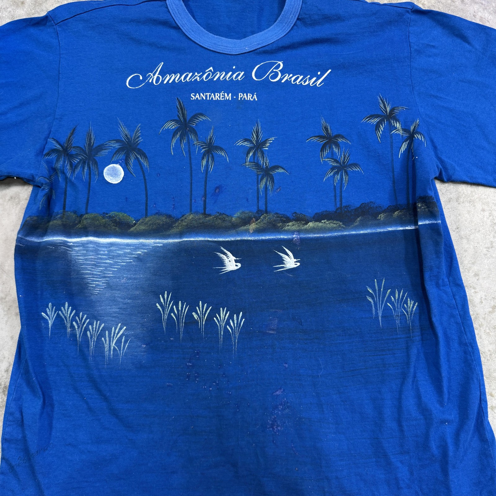 Vintage Amazonia Brasil Shirt Mens Large Santarem Para Scenic Birds Palm 90s gallery