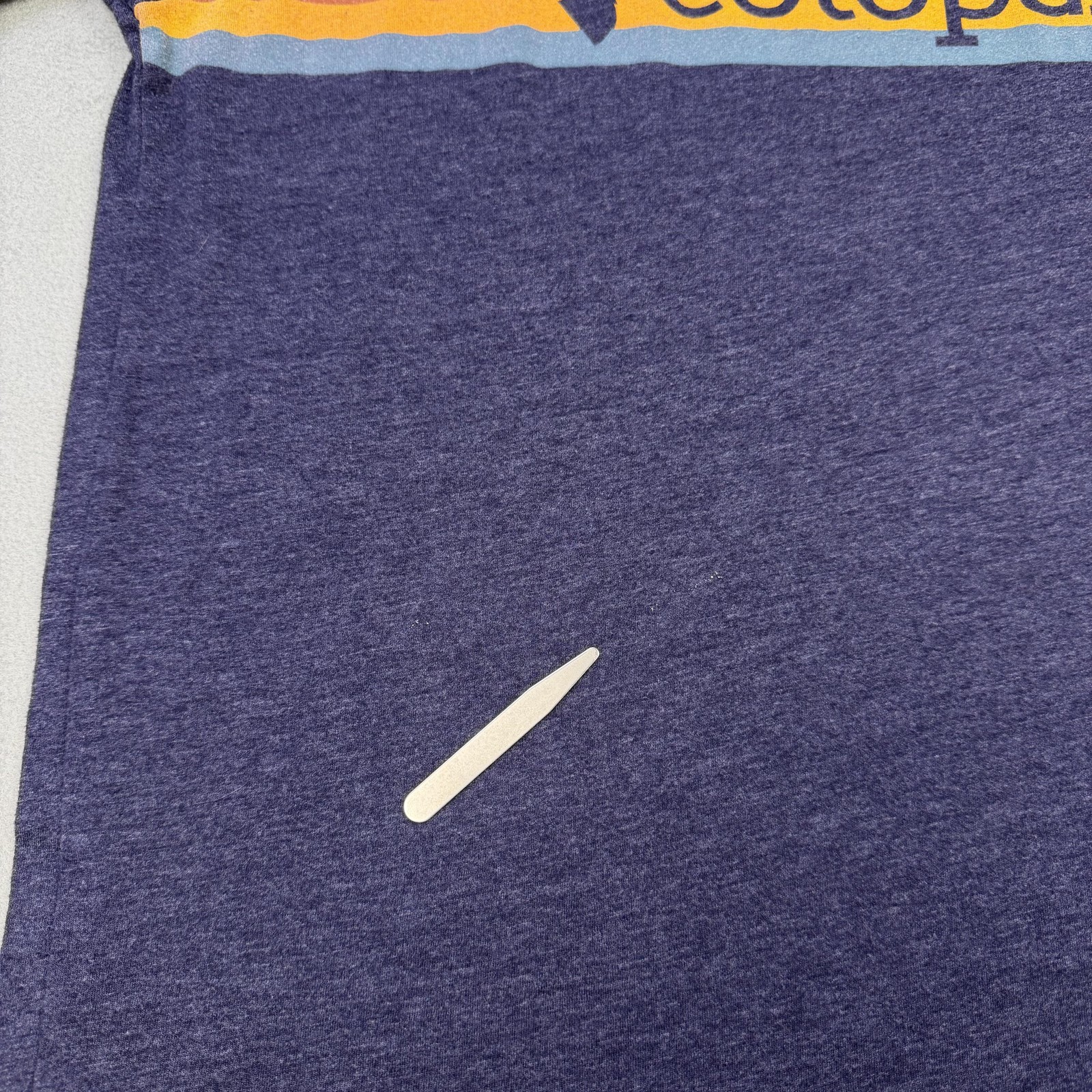Cotopaxi Shirt Mens Large Blue Stripe Logo Graphic Tee Organic Cotton Blend gallery