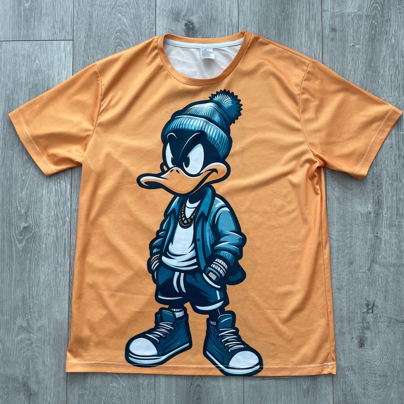 Duck T Shirt Mens XL Orange Cartoon Character Graphic Streetwear Tee Crew Neck gallery