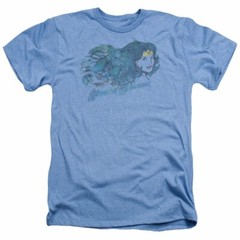 Trevco Men’s Justice League Simple Wonder T-Shirt, Hair Heather Light Blue, XL