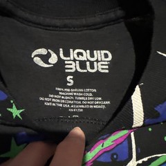 Liquid Blue Black Light Mushrooms Black T-Shirt, Brand New, Men’s Size S